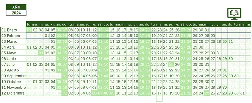 Ejemplo miniagenda Excel con calendario y eventos por día
